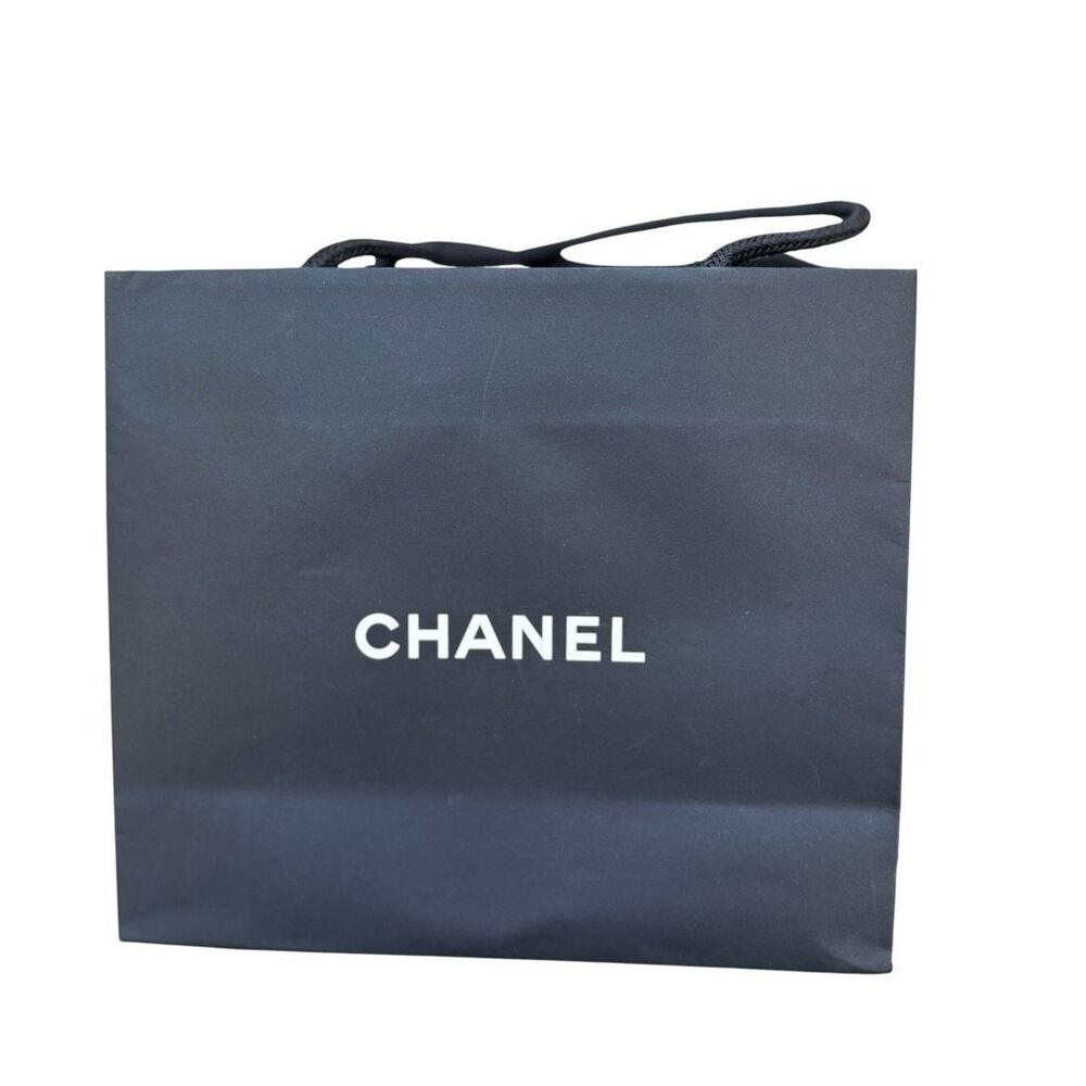 Authentic CHANEL Black Shopping Gift Bag Paper Bag Rope Handles 9x8x4 Empty